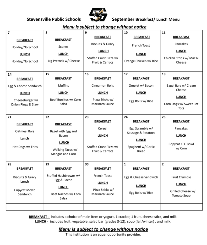 September Menu