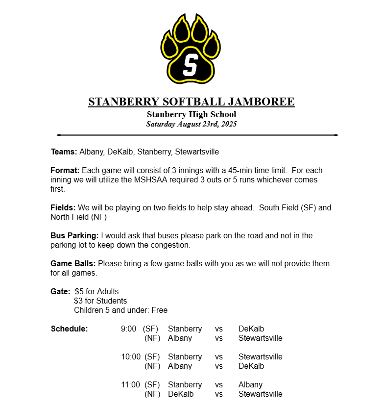 HS Softball Jamboree 8/23