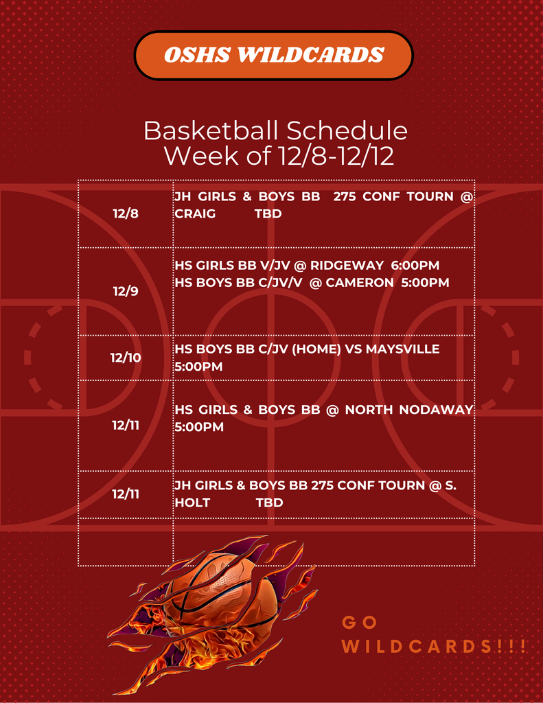 BB Schedule 12/8-12/12