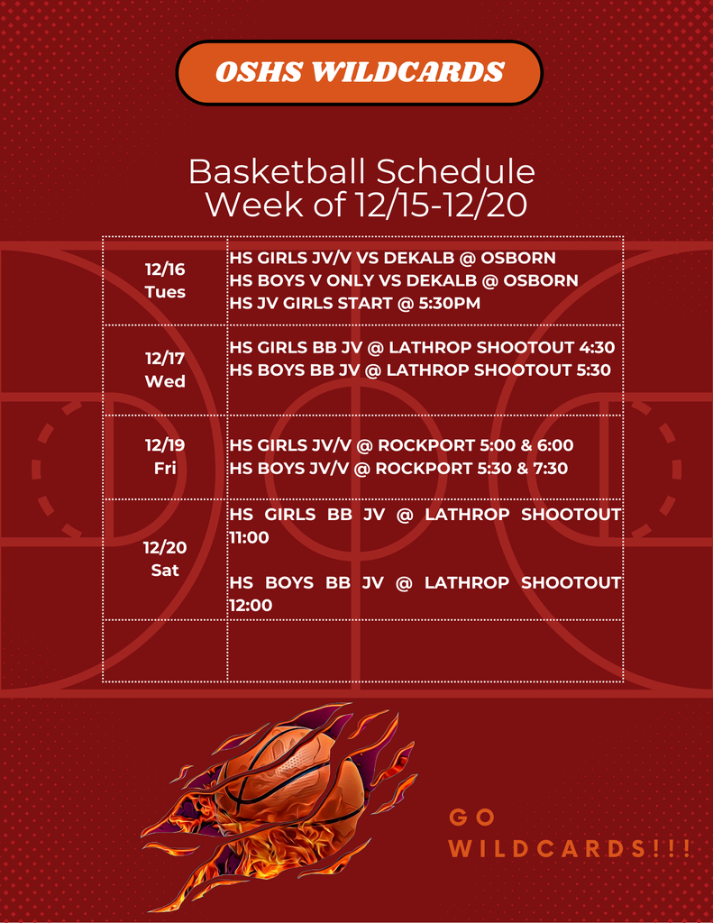 Basketball Schedule 12/15-12/20