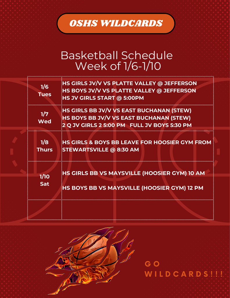 Basketball Schedule 1/6 - 1/10