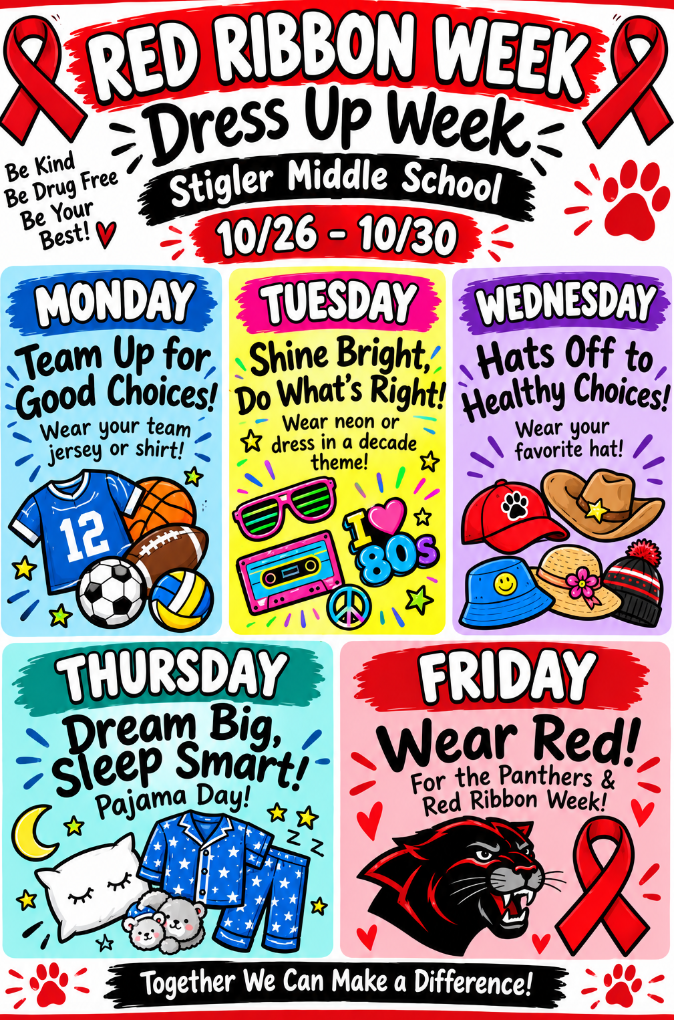 Dress Up Days for Red Ribbon Week at SMS are coming soon! 