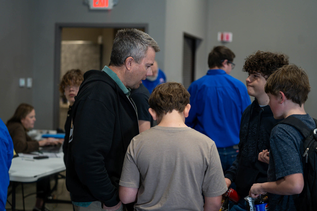 Mr. Kimble pep talking students