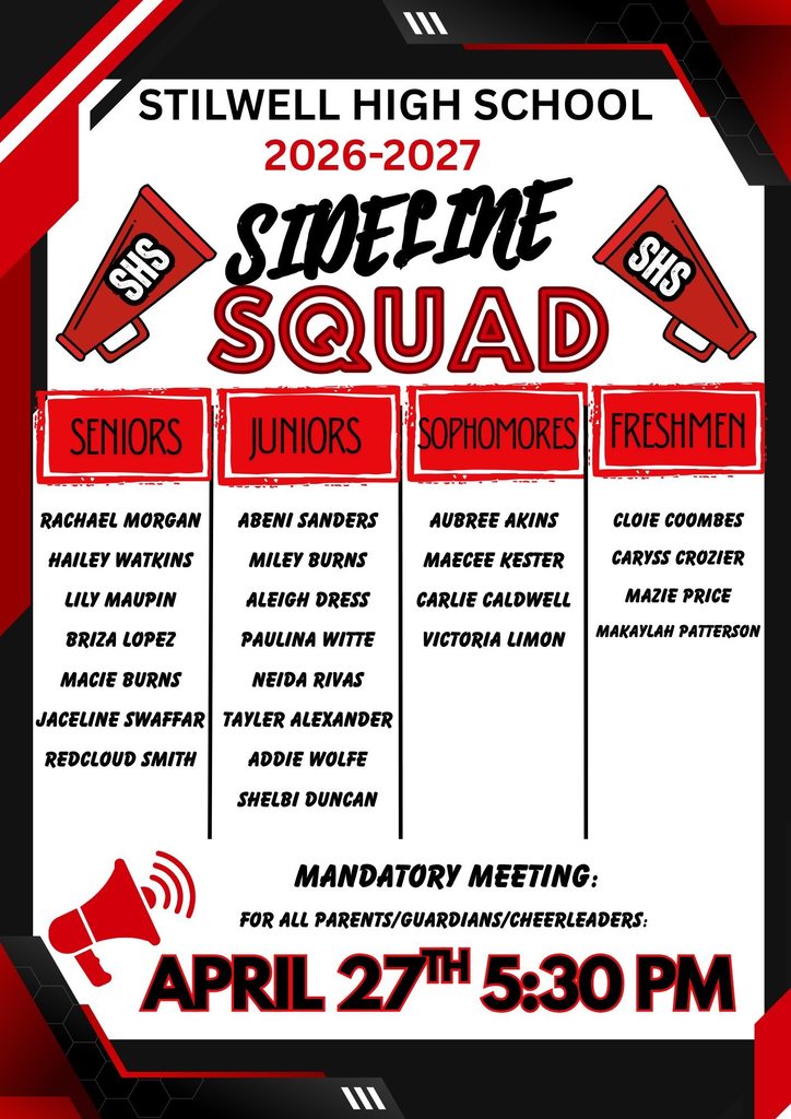 Stilwell High School Sideline Squad Members