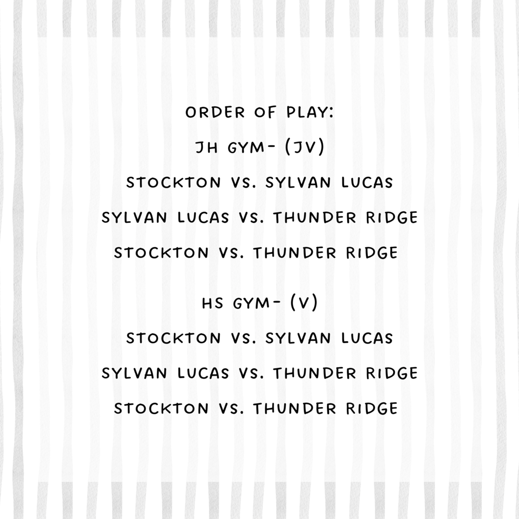 Home HS VB vs. Sylvan Lucas & Thunder Ridge tonight starting at 5:00.