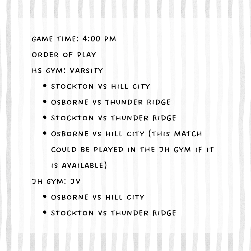 HOME HS Volleyball Quad today starting @ 4:00 p.m. Good luck, ladies!