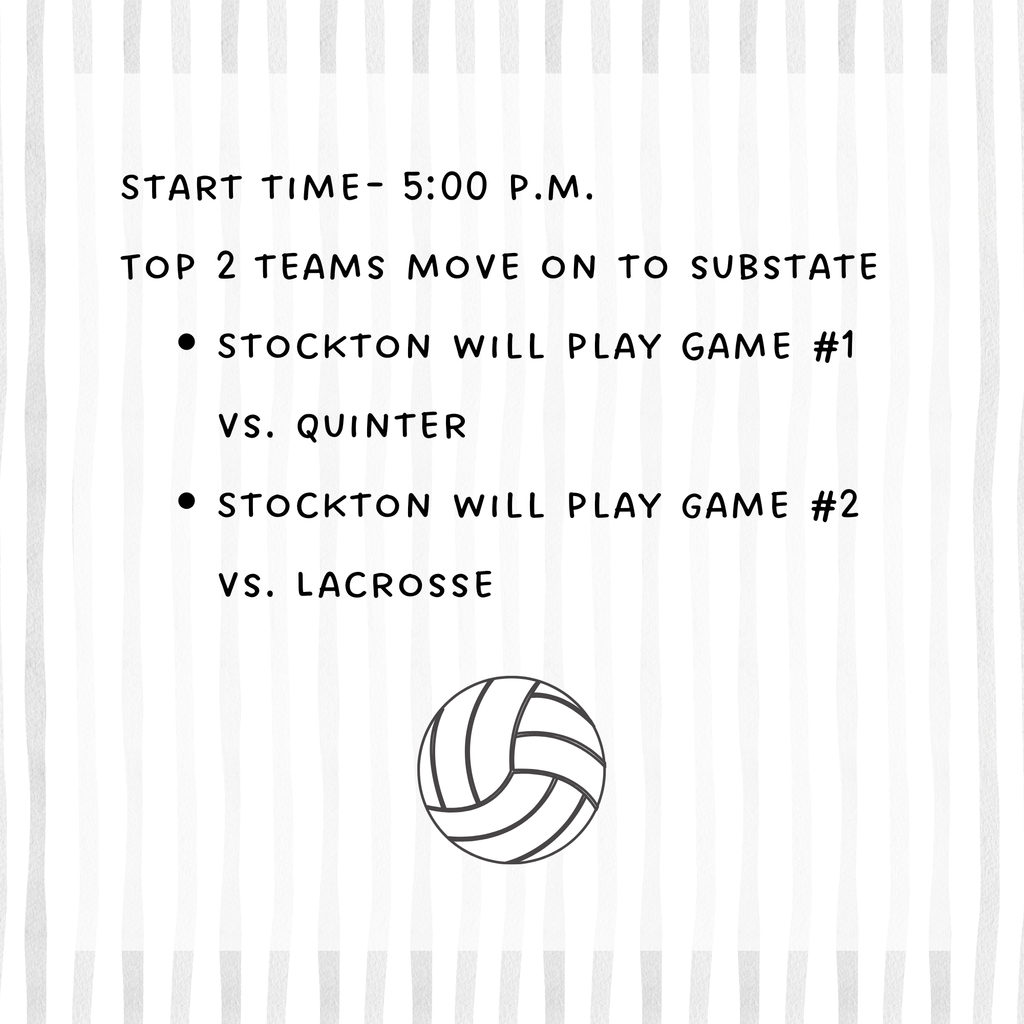 HS Regional Volleyball will be at Quinter today starting at 5:00 p.m. Good luck, ladies!