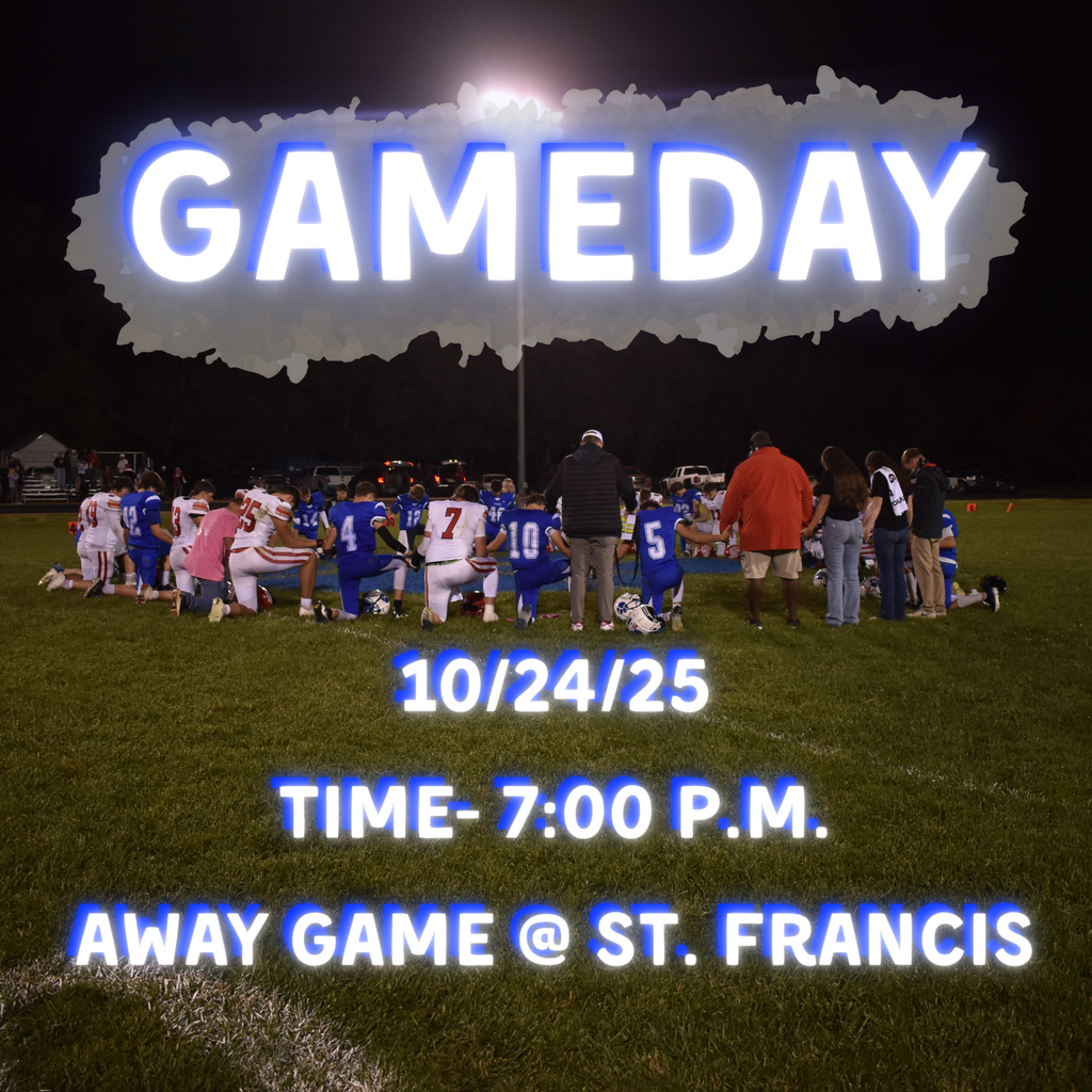 Good luck to our HS Football team as they travel to St. Francis today! The game will start at 7 p.m.