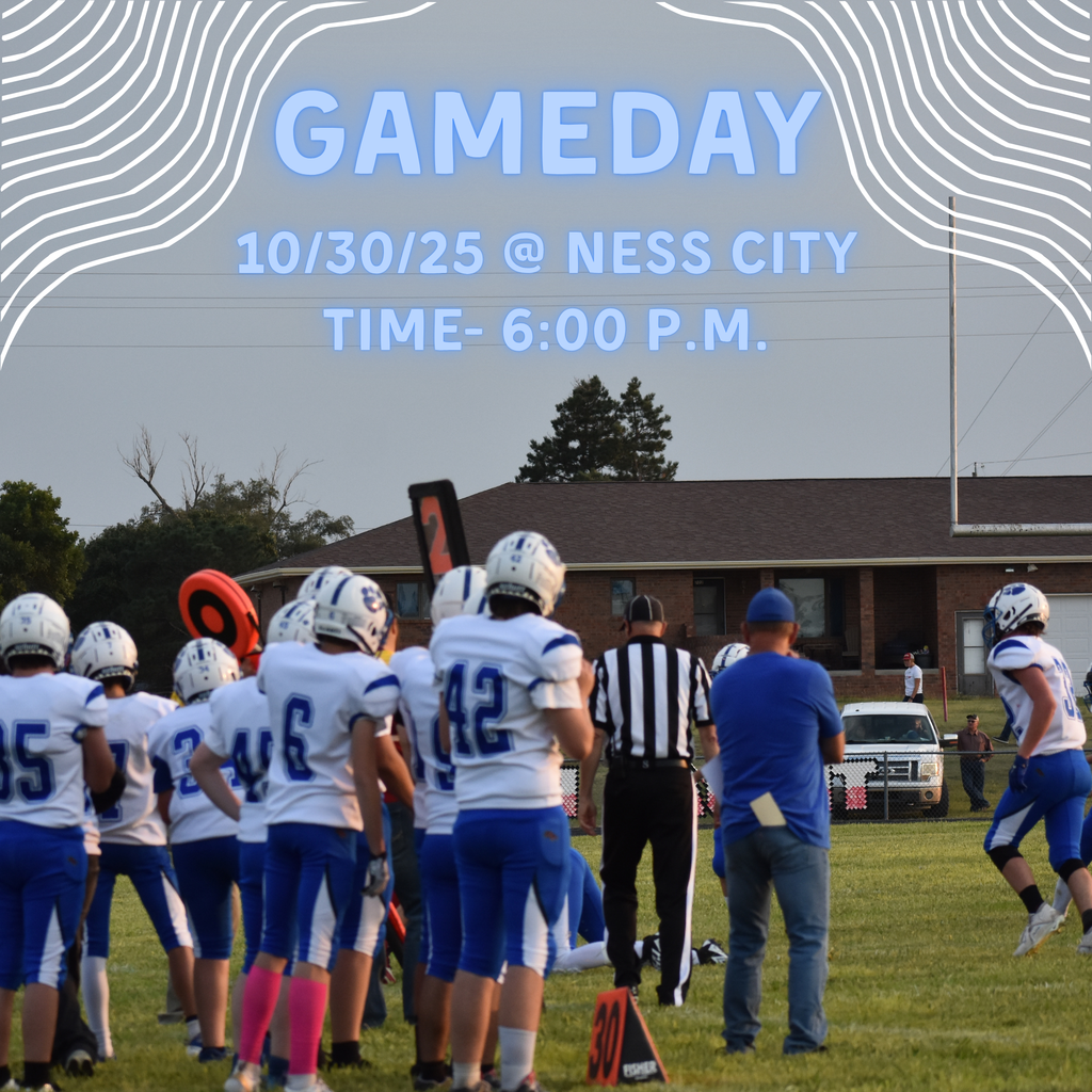 HS Football will travel to Ness City today for their district bracket play game! The game will start at 6:00 p.m. Good luck, boys!