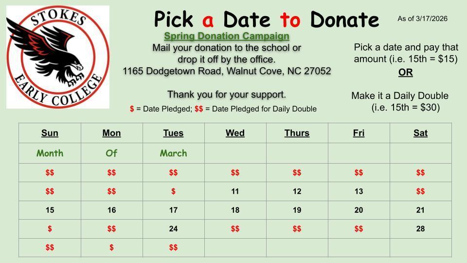 Pick a Date to Donate Calendar 