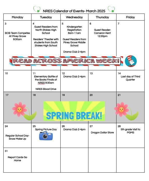 March Calendar front