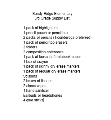 3rd Supply List 25-26