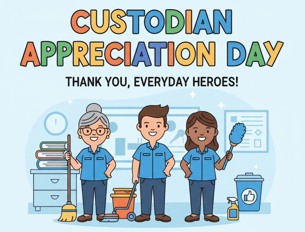 Custodian Appreciation Day image of cleaning supplies