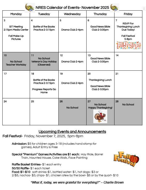 Calendar of Events November