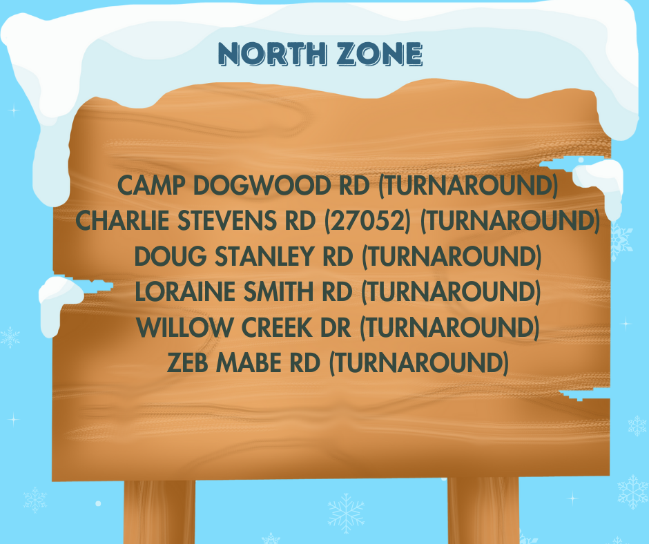 North Zone Roads closed