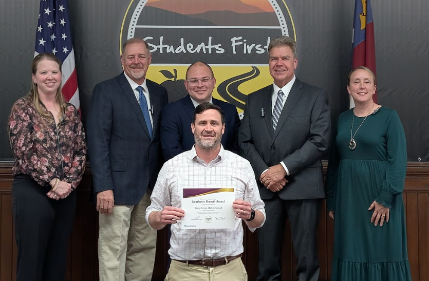 PGMS admin with board of education members