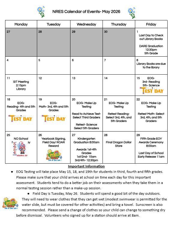 May Calendar of Events