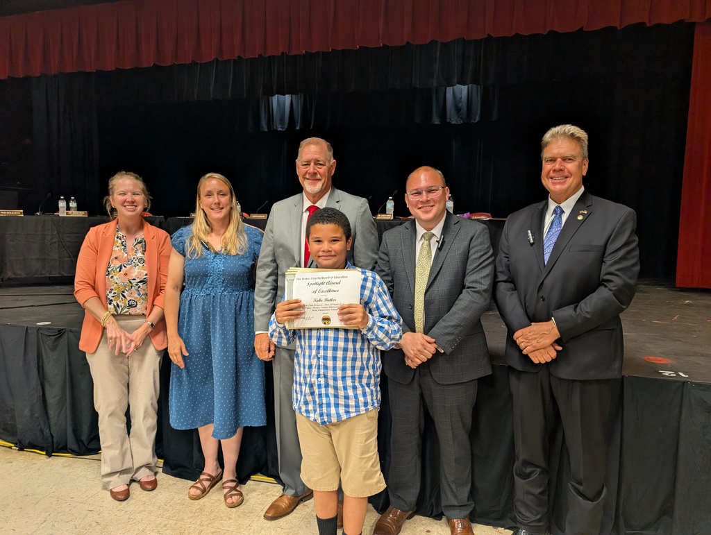 Math fair winners with BOE members