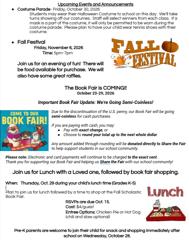 Oct. Calendar of Events Pg. 2