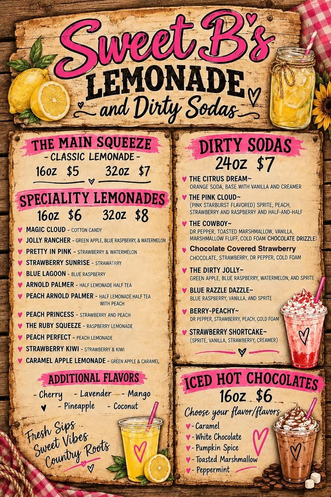 Sweet B's Menu
