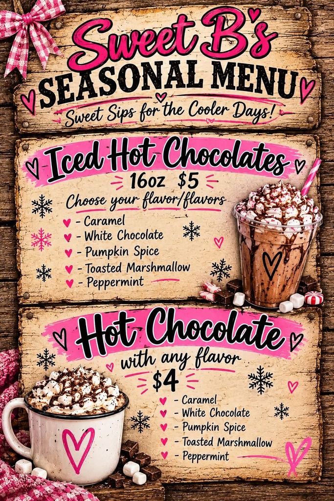 Sweet B's Seasonal Menu