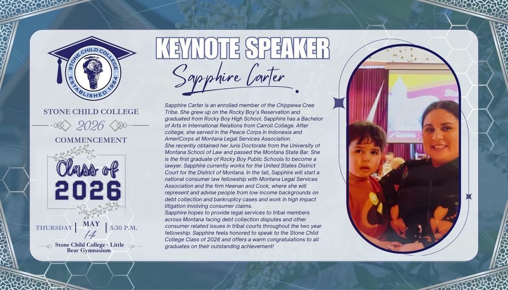 Stone Child College Spring 2026 Graduation Keynote Speaker - Sapphire Carter