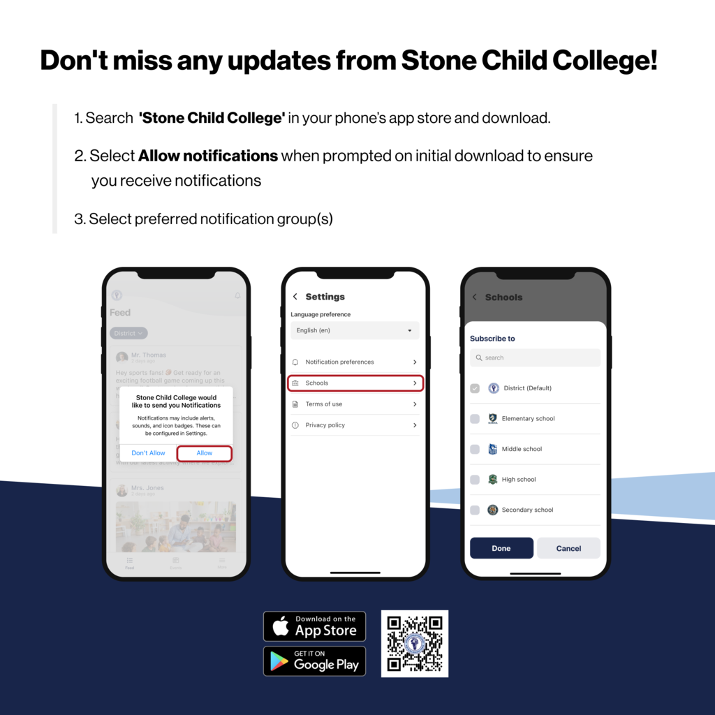Dont miss any updates from Stone Child College 