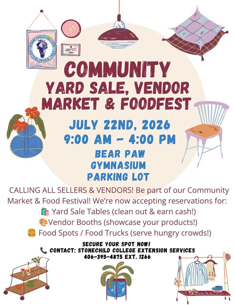 Yard Sale vendor and food fest market flyer. July 22nd 2026