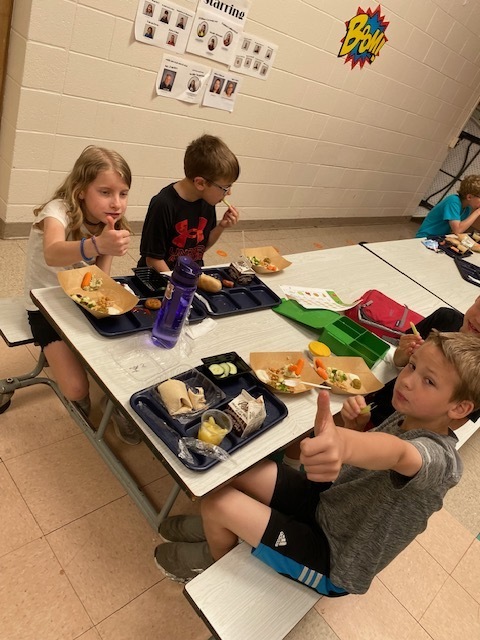 students eating