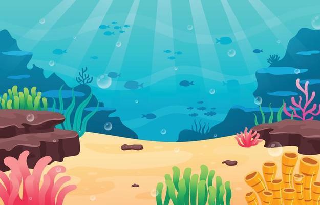ocean-scenery-cartoon-background-free-vector