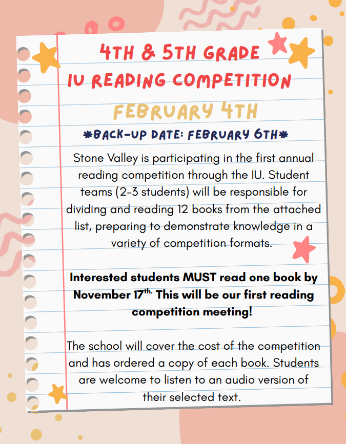 IU Reading Competition Details