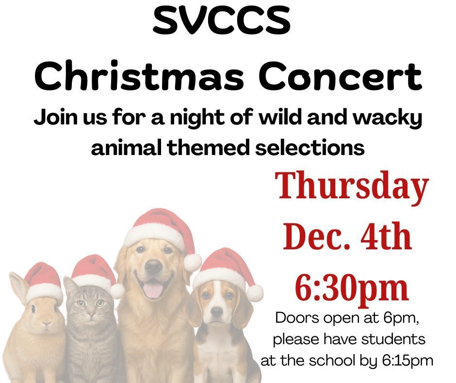 Christmas Concert flyer, announcing concert on Thursday Dec 4th at 630 pm