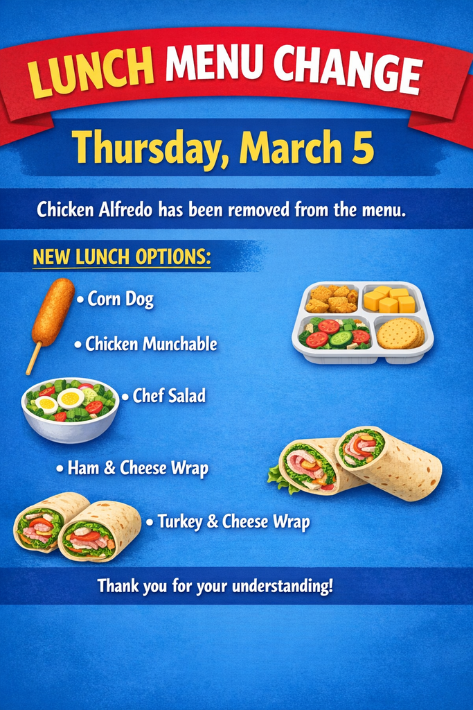 Graphic showing lunch options for March 5th