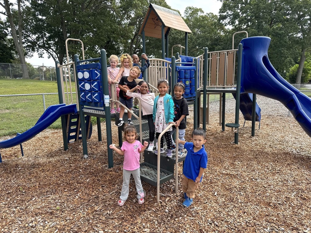 Jones preschool students on the playground