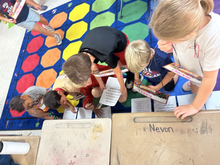 Ms. Conaway’s 2nd graders put their detective skills to the test to identify the beginning, middle, and end of her personal narrative. It took a few tries, but with teamwork and determination, they figured it out!
