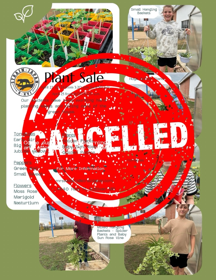 plant sale cancelled for Saturday 