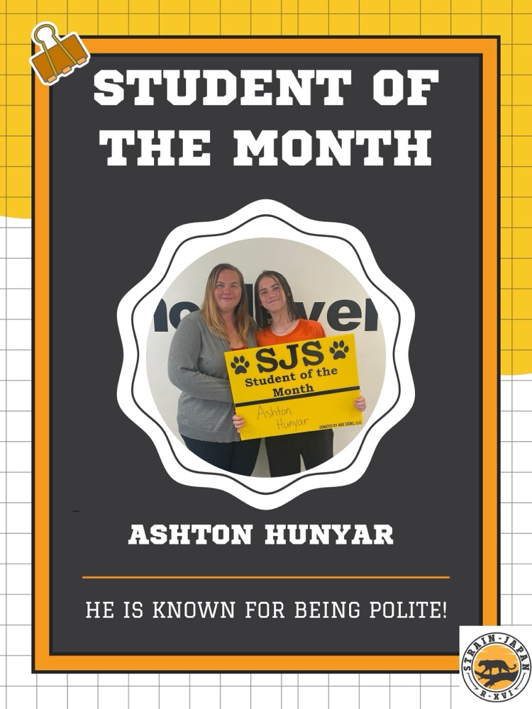 student of the month Ashton Hunyar