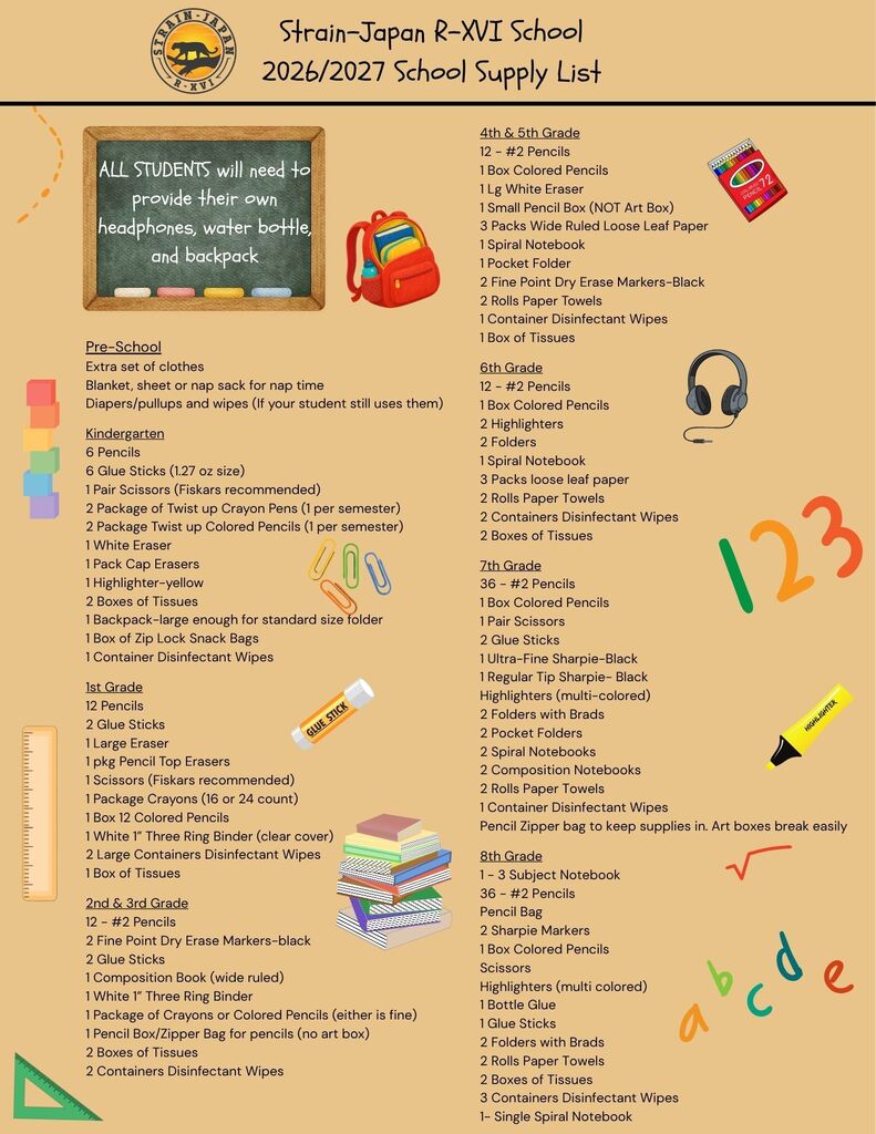 2026/2027 School Supply List
