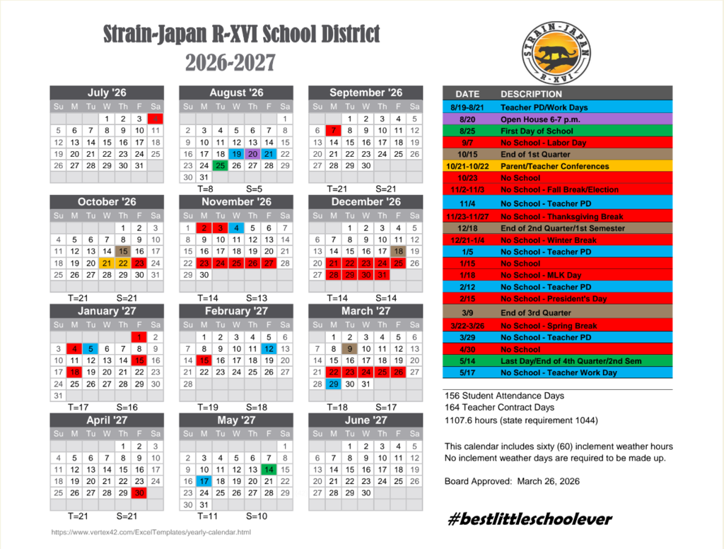 2026-2027 School Calendar