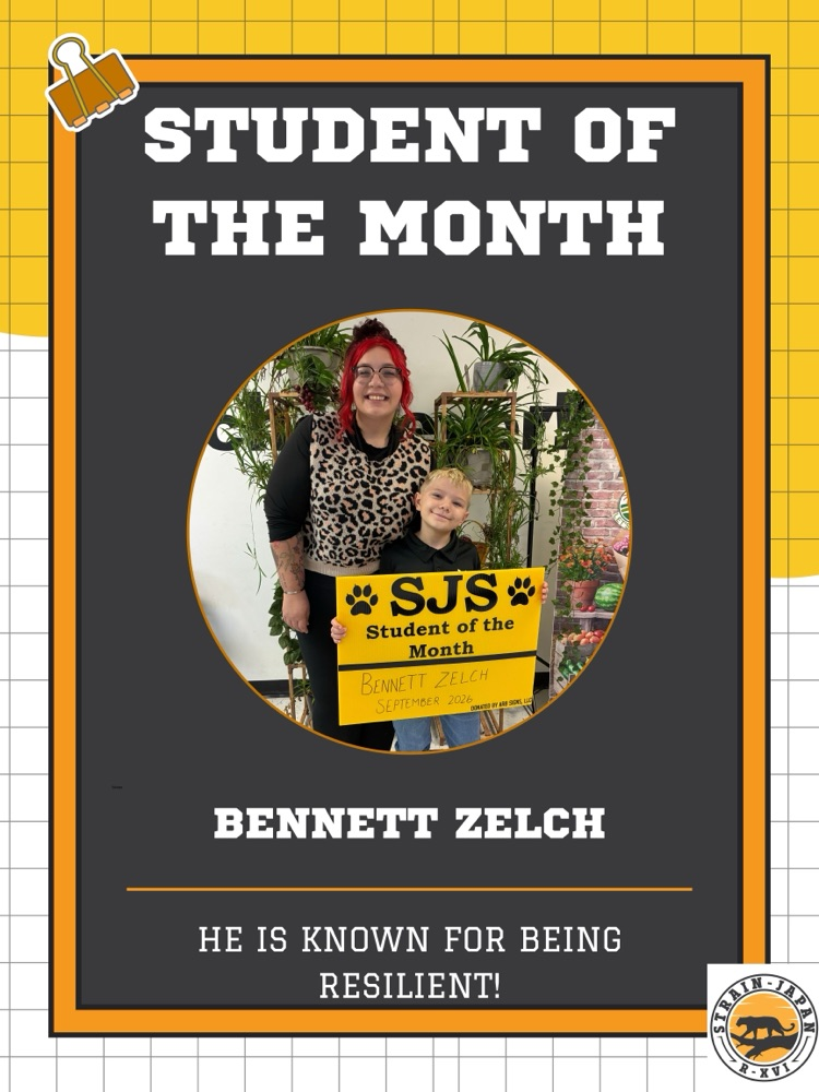Bennett Zelch September 2026 student of the month for being resilient