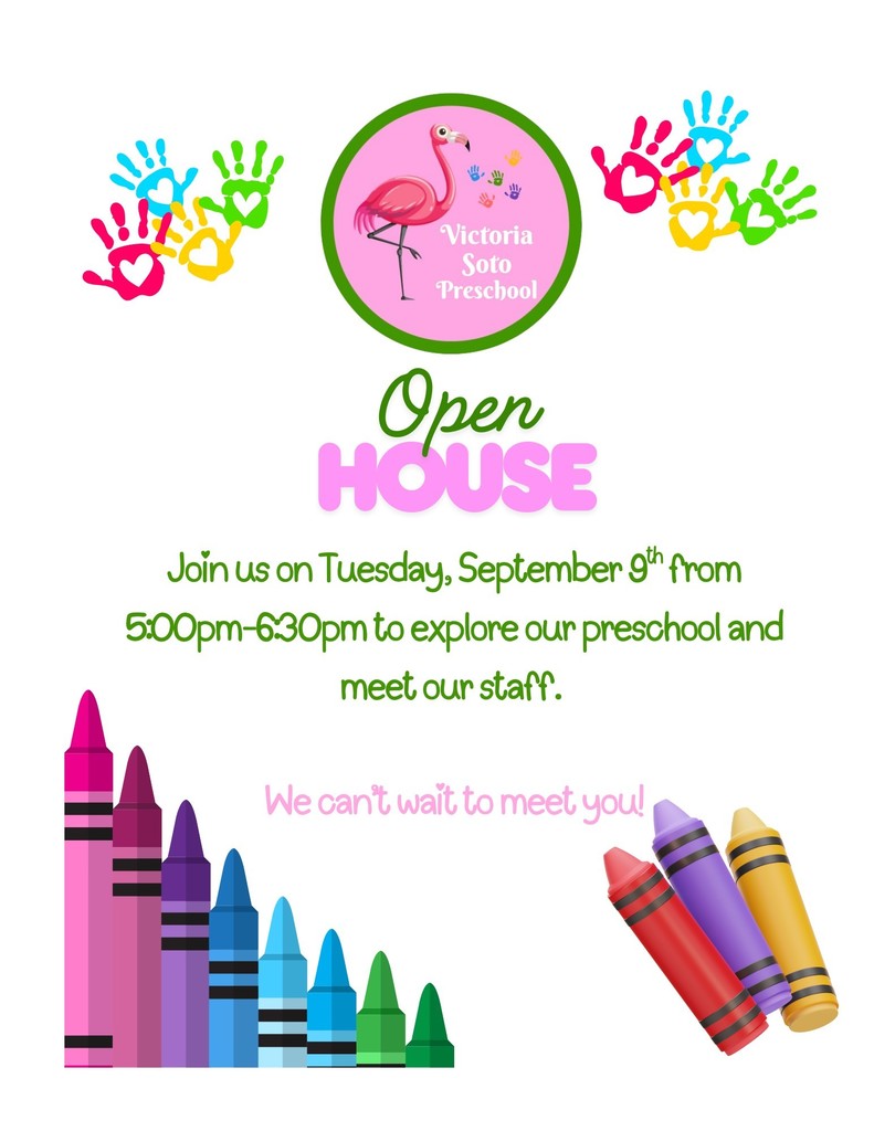 Open House is on Tuesday, September 9th from 5:00pm-6:30pm.