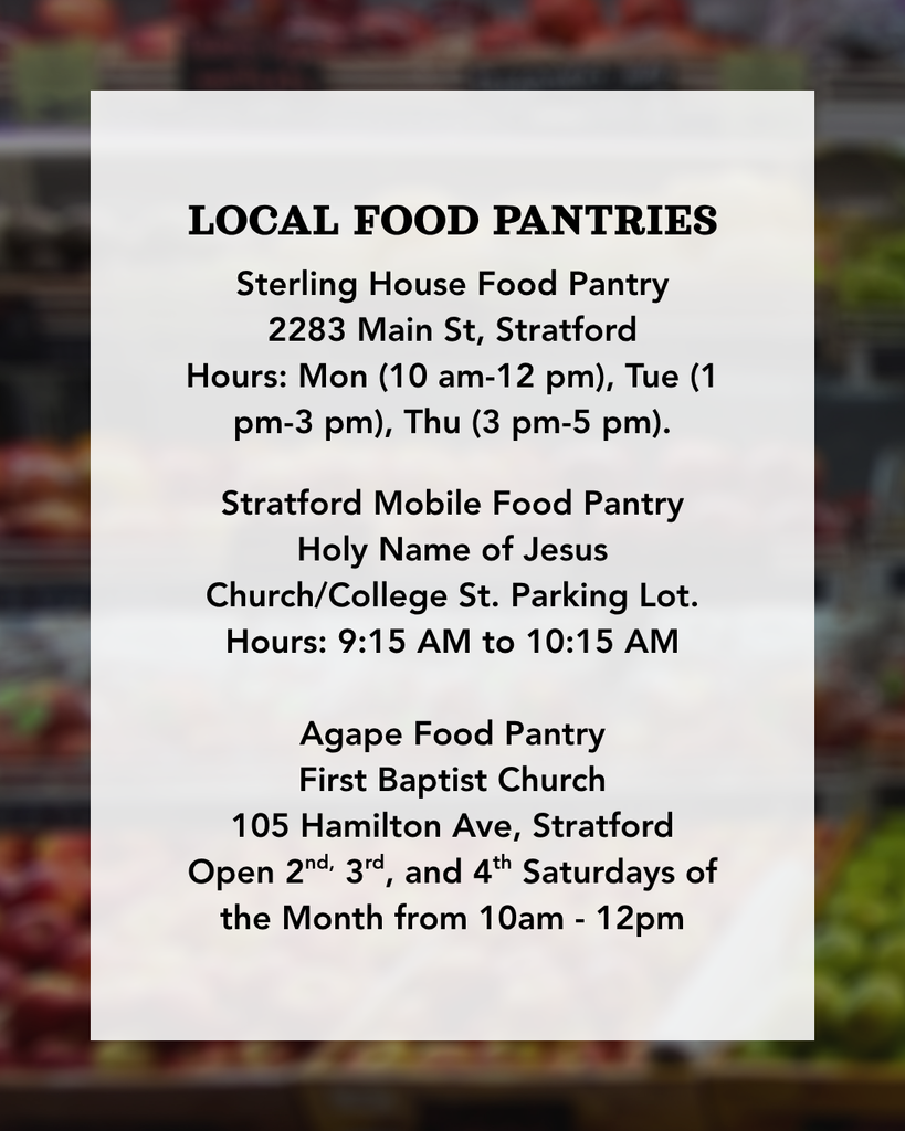 Food Pantry Locations and Snap updates