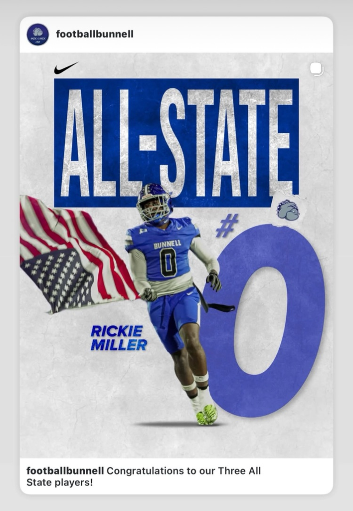 Congratulations to these Bunnell Student Athletes!!!