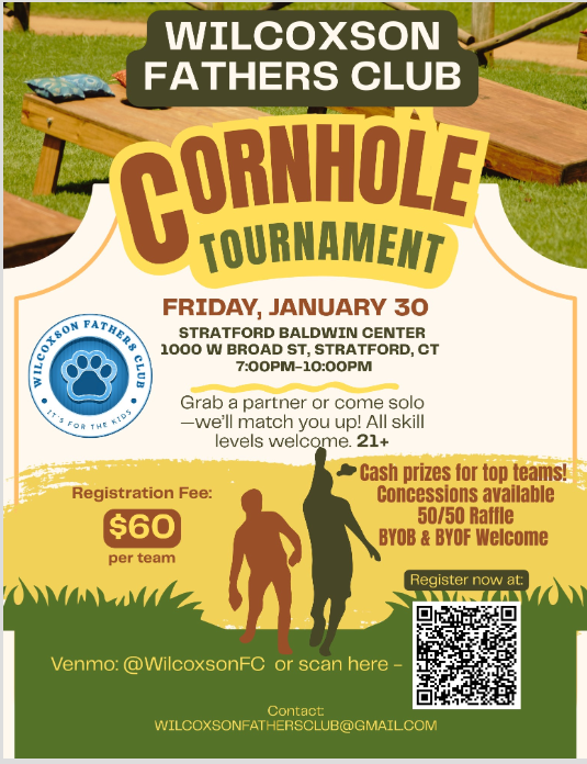 Flyer for Cornhole tournament.