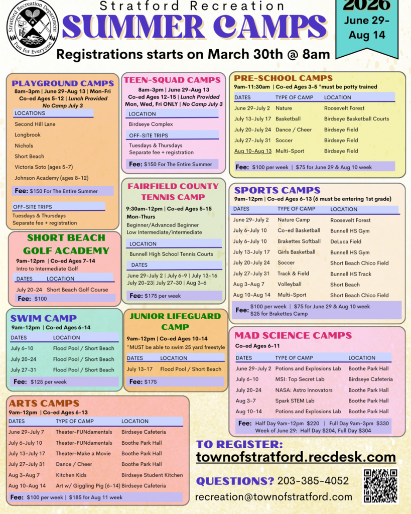 Stratford Rec Summer Camp options