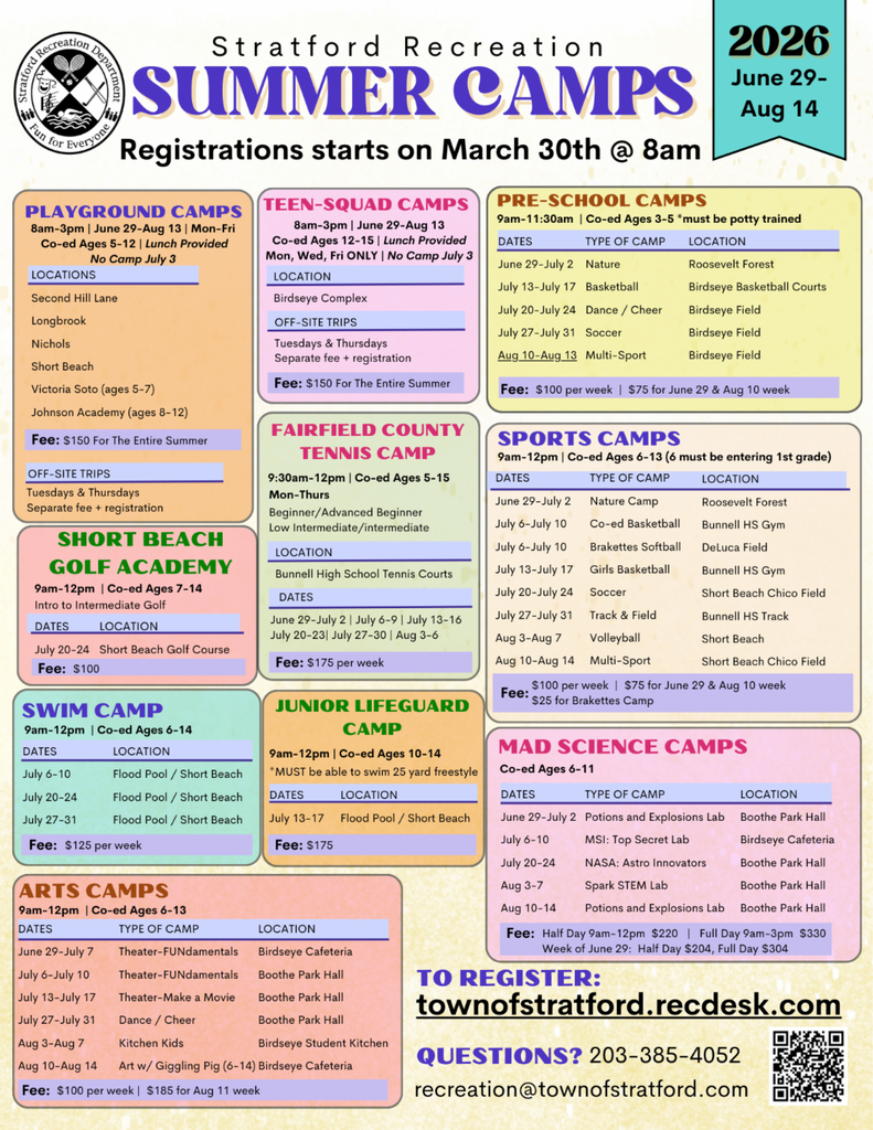 Stratford Recreation’s 2026 Summer Camp season 