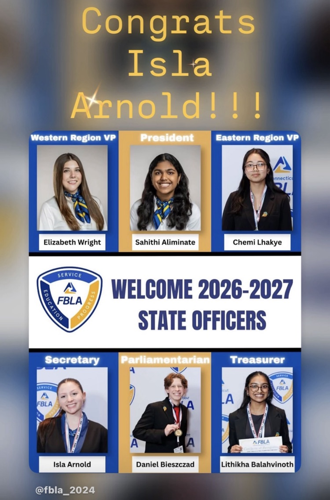 Bunnell’s Isla Arnold - Incoming Secretary for FBLA for the State of CT!!!