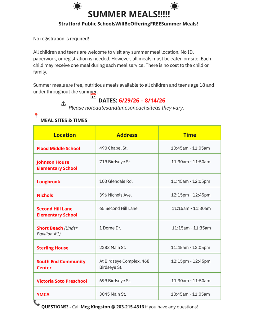 Summer Meals Program