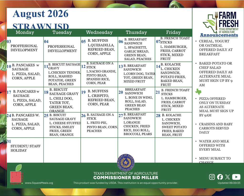 august menu
