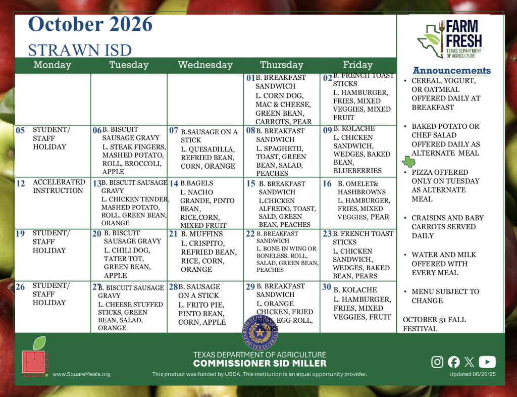 October Menu